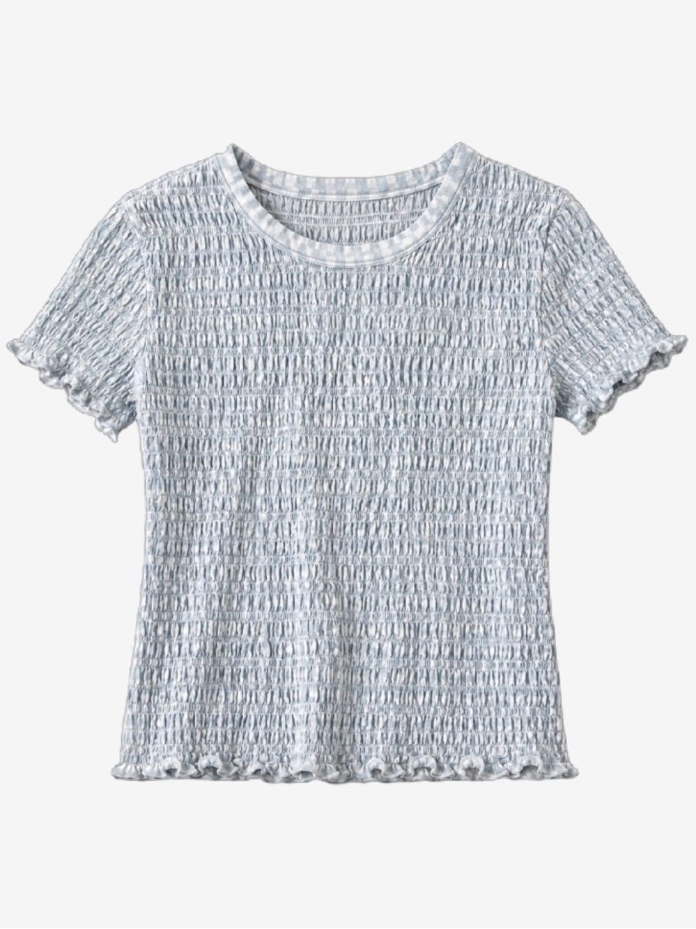 American Eagle Outfitters Light Blue Smocked Short Sleeve Tee